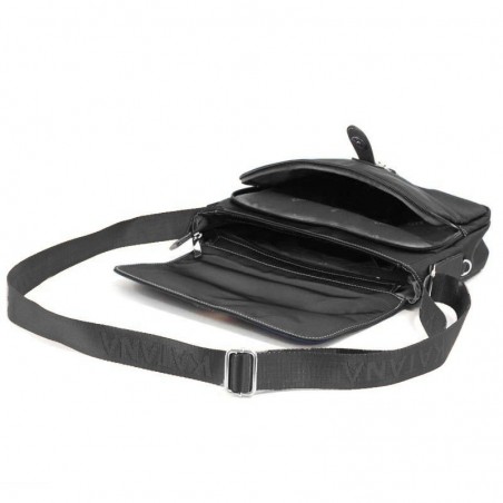 Sac à main besace nylon et cuir KATANA Noir Sac à main besace nylon et cuir KATANA Noir
