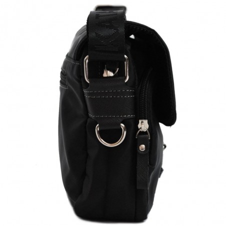 Sac à main besace nylon et cuir KATANA Noir Sac à main besace nylon et cuir KATANA Noir