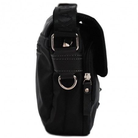 Sac à main besace nylon et cuir KATANA Noir