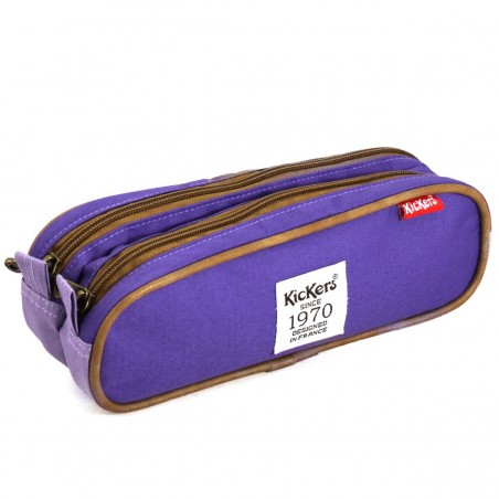 Trousse plate double Kickers 24 * 7,5 * 8,6 cm mauve/violet