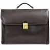 Cartable 3 soufflets en cuir de vachette - Marron foncé Cartable 3 soufflets en cuir de vachette - Marron foncé