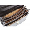 Cartable 3 soufflets en cuir de vachette - Marron foncé Cartable 3 soufflets en cuir de vachette - Marron foncé