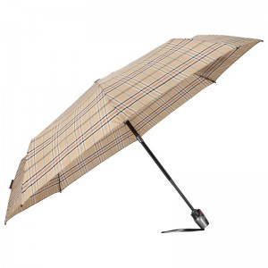 Parapluie pliant KNIRPS "T200 Medium Duomatic" check beige | Parapluie ouverture fermeture automatique solide