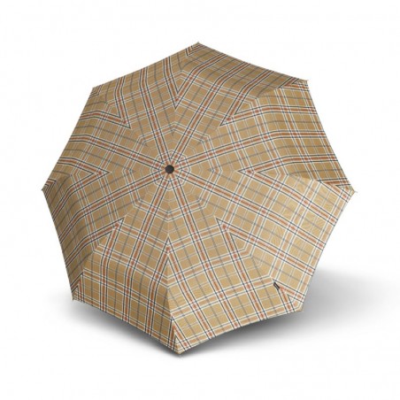 Parapluie pliant KNIRPS "T200 Medium Duomatic" check beige | Parapluie ouverture fermeture automatique solide