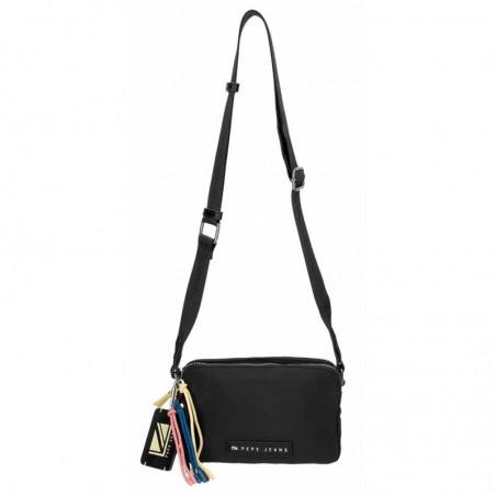 Sac bandoulière 2 cpts PEPE JEANS "Tessa" noir | Mini sac à main femme pochette pas cher