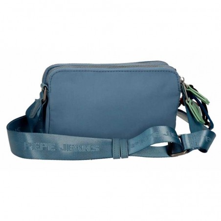 Sac bandoulière 2 cpts PEPE JEANS "Tessa" bleu jean | Mini sac à main femme pochette pas cher