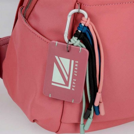 Sac bandoulière 2 cpts PEPE JEANS "Tessa" fraise | Mini sac à main pochette femme marque pas cher