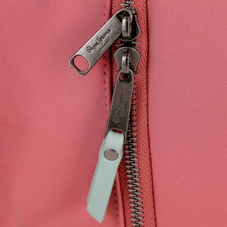 Sac bandoulière 2 cpts PEPE JEANS "Tessa" fraise | Mini sac à main pochette femme marque pas cher