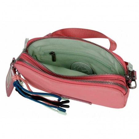 Sac bandoulière 2 cpts PEPE JEANS "Tessa" fraise | Mini sac à main pochette femme marque pas cher