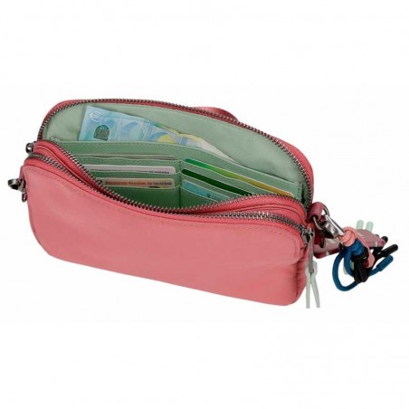 Sac bandoulière 2 cpts PEPE JEANS "Tessa" fraise | Mini sac à main pochette femme marque pas cher