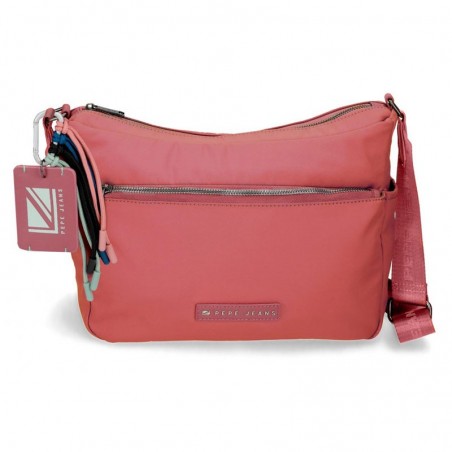 Sac bandoulière PEPE JEANS "Tessa" fraise | Sac à main porté croisé toile marque de mode