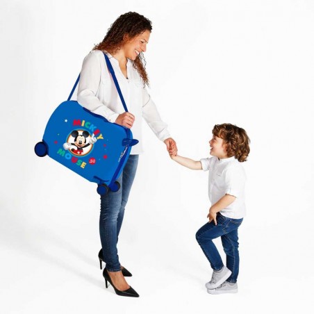 Valise trotteur enfant MICKEY "Circle" bleu | Bagage garçon ludique original