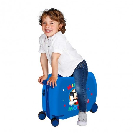 Valise trotteur enfant MICKEY "Circle" bleu | Bagage garçon ludique original