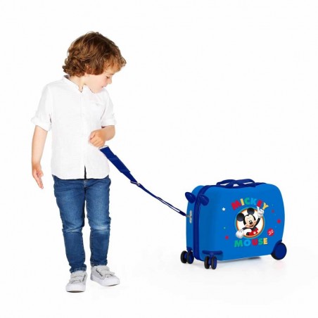 Valise trotteur enfant MICKEY "Circle" bleu | Bagage garçon ludique original