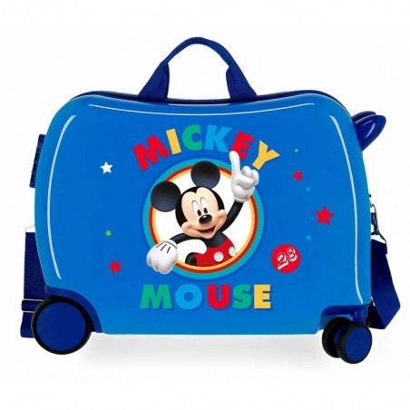 Valise trotteur enfant MICKEY "Circle" bleu | Bagage garçon ludique original