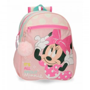 Sac à dos maternelle MINNIE "Play all day" 33cm rose | Cartable scolaire petit format disney