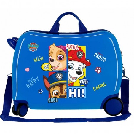 Valise trotteur PAT PATROUILLE "Be Happy" bleu | Bagage enfant garçon fille original Valise trotteur PAT PATROUILLE "Be Happy" bleu | Bagage enfant garçon fille original