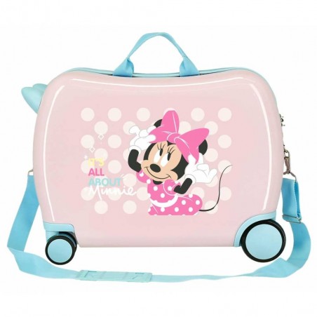 Valise trotteur MINNIE "Play all day" rose pastel | Bagage enfant fille disney