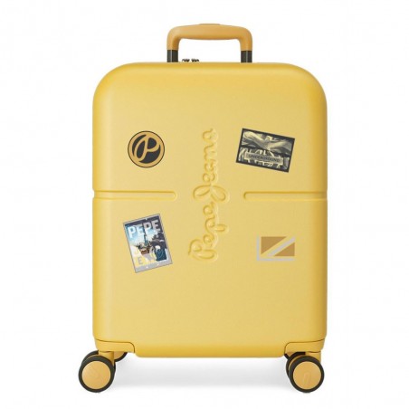 Valise cabine 55cm PEPE JEANS "Chest" jaune ocre | Bagage avion enfant ado marque tendance