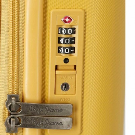 Valise cabine 55cm PEPE JEANS "Chest" jaune ocre | Bagage avion enfant ado marque tendance