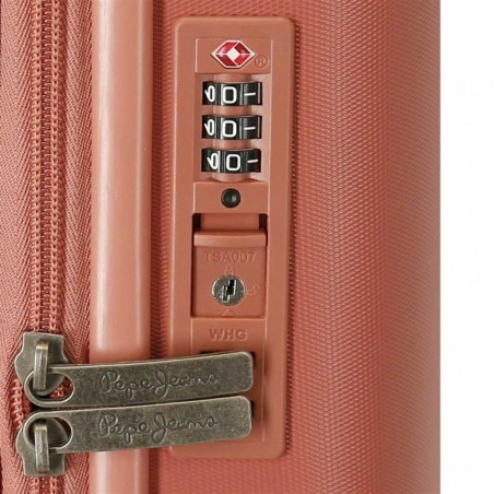 Valise cabine 55cm PEPE JEANS "Laila" terracotta | Bagage avion ado fille original tendance