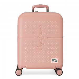 Valise cabine 55cm PEPE JEANS "Laila" rose | Bagage avion ado fille original tendance