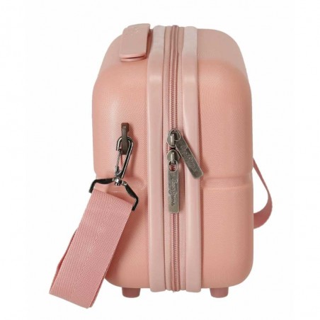 Vanity case rigide PEPE JEANS "Laila" rose | Trousse de toilette fille femme originale pas cher