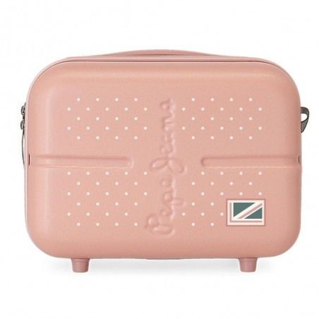 Vanity case rigide PEPE JEANS "Laila" rose | Trousse de toilette fille femme originale pas cher