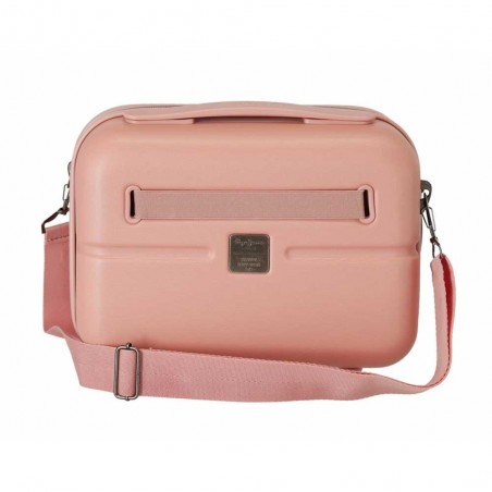 Vanity case rigide PEPE JEANS "Laila" rose | Trousse de toilette fille femme originale pas cher