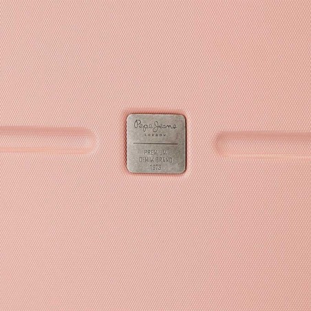 Vanity case rigide PEPE JEANS "Highlight" rose pastel | Trousse de toilette fille femme originale marque tendance