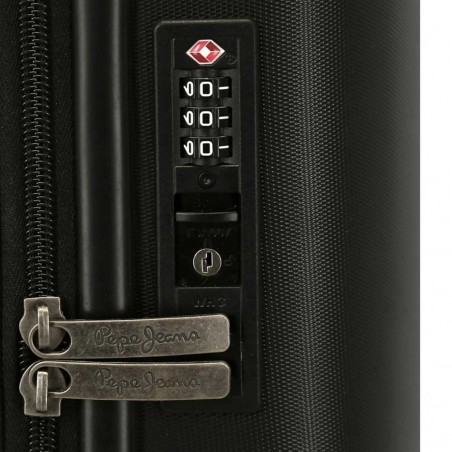 Valise cabine 55cm PEPE JEANS "Highlight" noir | Bagage avion petit format marque tendance mode Valise cabine 55cm PEPE JEANS "Highlight" noir | Bagage avion petit format marque tendance mode
