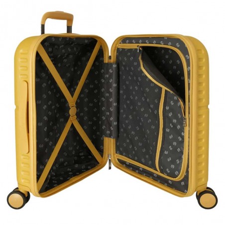 Valise cabine 55cm PEPE JEANS "Highlight" ocre jaune | Bagage avion petit format marque tendance mode