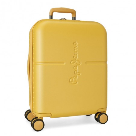 Valise cabine 55cm PEPE JEANS "Highlight" ocre jaune | Bagage avion petit format marque tendance mode