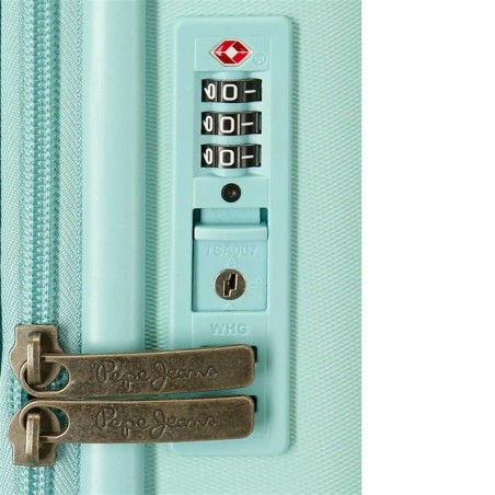 Valise cabine 55cm PEPE JEANS "Highlight" vert menthe | Bagage avion petit format marque tendance mode Valise cabine 55cm PEPE JEANS "Highlight" vert menthe | Bagage avion petit format marque tendance mode