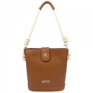 Sac hobo LES TROPÉZIENNES "Baumes" marron | Sac à main porté épaule style marin bord de mer été camel pas cher