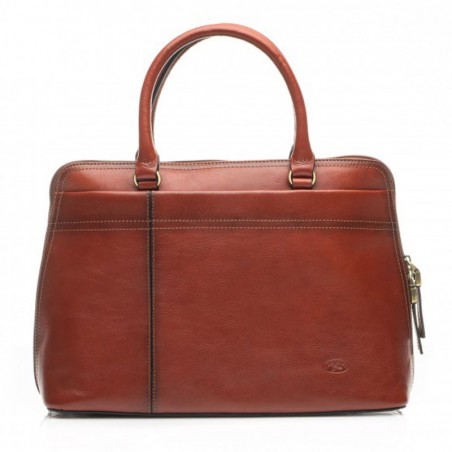 Sac porté main en cuir de vachette collet KATANA marron | Sac à main femme classique qualité pas cher