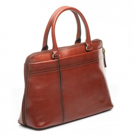 Sac porté main en cuir de vachette collet KATANA marron | Sac à main femme classique qualité pas cher