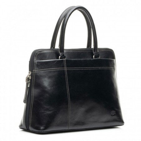 Sac porté main en cuir de vachette collet KATANA noir | Sac à main femme classique qualité pas cher