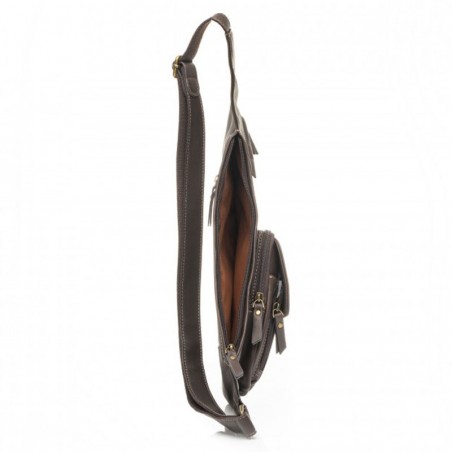 Sac body homme en cuir KATANA marron foncé chocolat | Sacoche holster porté travers pas cher Sac body homme en cuir KATANA marron foncé chocolat | Sacoche holster porté travers pas cher