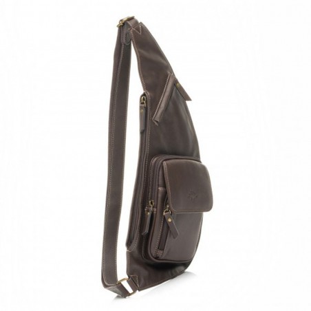 Sac body homme en cuir KATANA marron foncé chocolat | Sacoche holster porté travers pas cher Sac body homme en cuir KATANA marron foncé chocolat | Sacoche holster porté travers pas cher