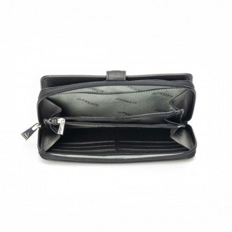 Portefeuille compagnon en cuir KATANA noir | Grand portemonnaie porte-cartes femme cuir véritable pas cher Portefeuille compagnon en cuir KATANA noir | Grand portemonnaie porte-cartes femme cuir véritable pas cher