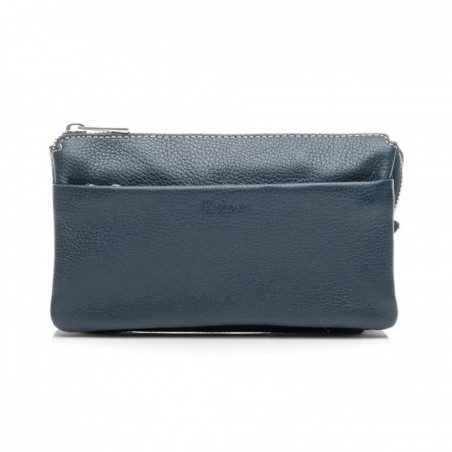 Pochette multifonctions femme en cuir KATANA bleu marine | Mini sac bandoulière minaudière convertible soirée cérémonie