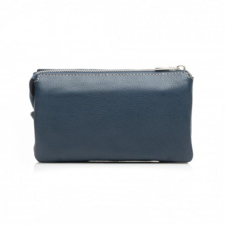 Pochette multifonctions femme en cuir KATANA bleu marine | Mini sac bandoulière minaudière convertible soirée cérémonie