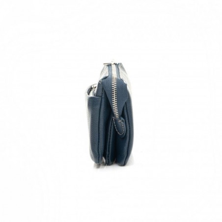 Pochette multifonctions femme en cuir KATANA bleu marine | Mini sac bandoulière minaudière convertible soirée cérémonie