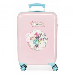 Valise cabine 55cm DISNEY Minnie "Florals" rose pastel | Bagage enfant fille qualité avion