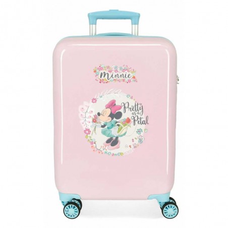 Valise cabine 55cm DISNEY Minnie "Florals" rose pastel | Bagage enfant fille qualité avion