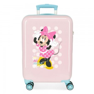 Valise cabine 55cm DISNEY Minnie "Play all day" rose pastel | Bagage enfant fille qualité avion