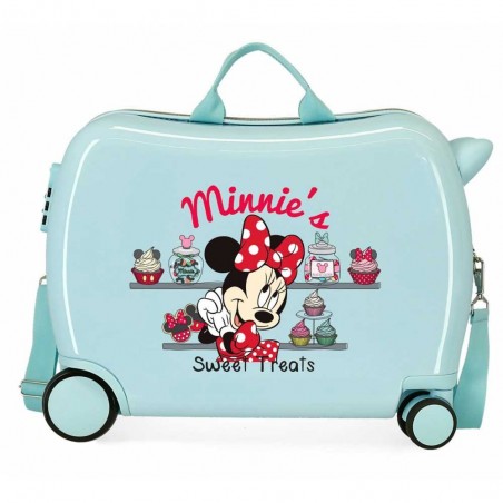 Valise trotteur MINNIE "Sweet Treats" bleu turquoise | Bagage à roulettes enfant fille pâtisserie original ludique disney