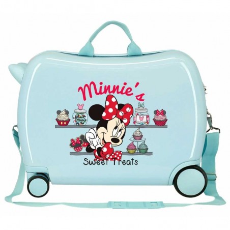 Valise trotteur MINNIE "Sweet Treats" bleu turquoise | Bagage à roulettes enfant fille pâtisserie original ludique disney