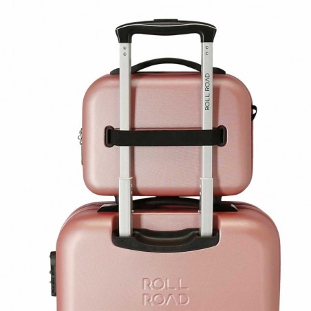 Vanity case rigide ROLL ROAD "India" rose gold | Trousse de toilette grand format solide avion assorti valise femme